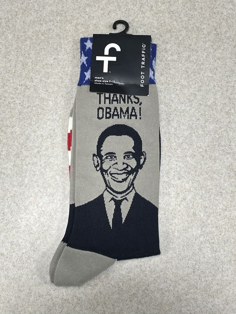 NWT FOOT TRAFFIC Mens Socks-Former President Obama Shoe Size 7-12 THANKS, OBAMA!